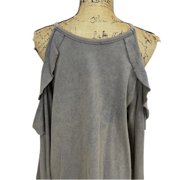 Umgee Women's Ruffled Open Shoulder Long Sleeve Tunic Top - Picture 10 of 13